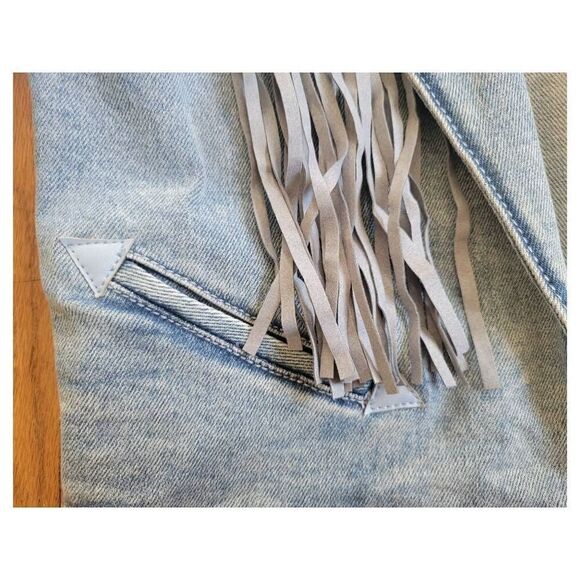 NWT Rock & Roll Fringe Denim Jacket - Picture 6 of 6